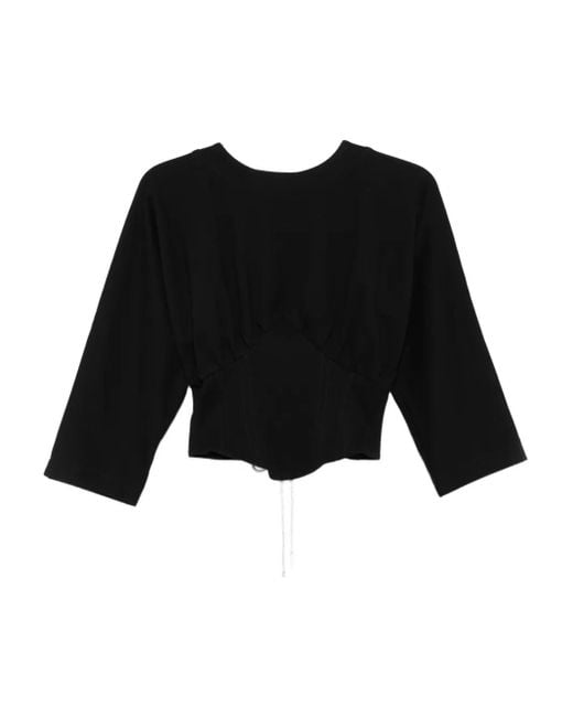 Top Con Maniche A 3/4 di Hamza in Black