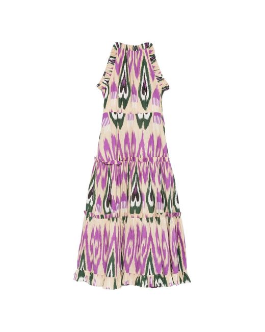 PHILIPPA 1970 Pink Robe Longue Shiloh À Imprimé Ikat