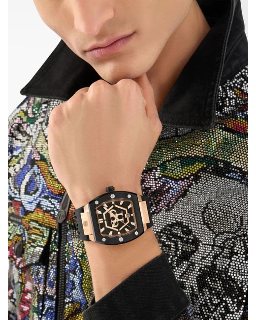Philipp Plein Black Stainless Steel Watches The Hexagon Phantom for men
