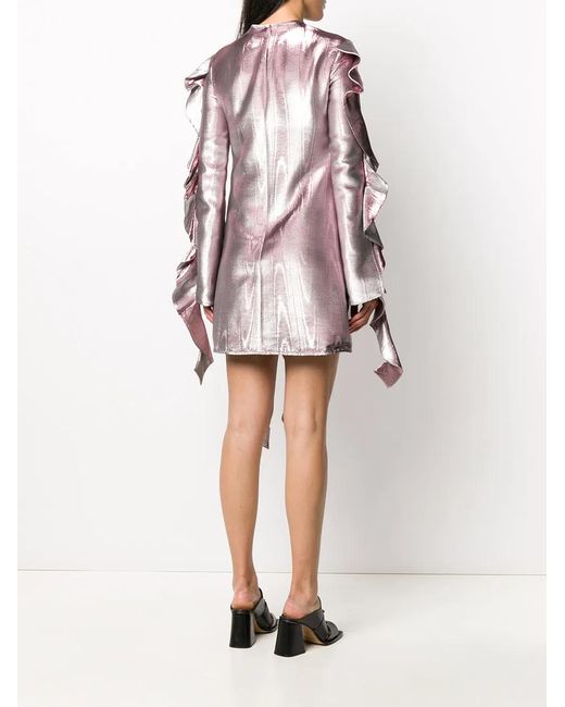 Ellery Pink Ruffled Metallic Effect Dress