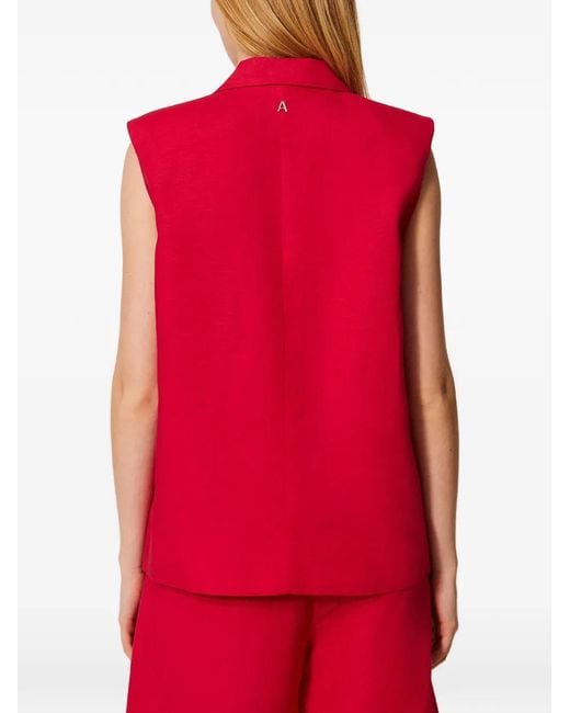 Twinset Red Linen Blend Waistcoat