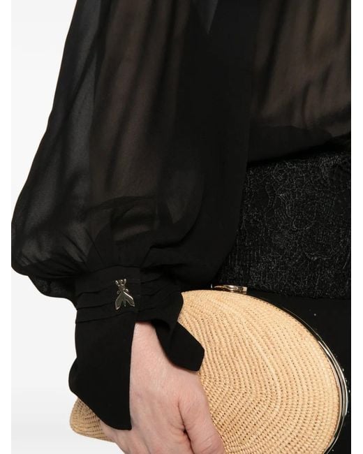 Patrizia Pepe Black Lace-Detail Asymmetric Dress