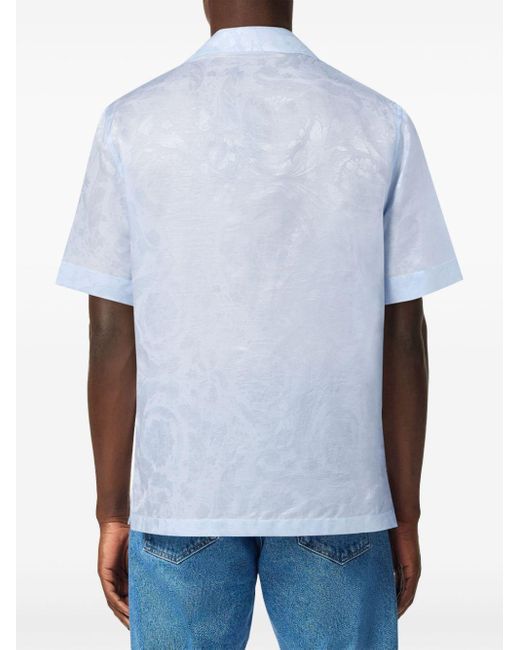 Versace Blue Barocco-jacquard Shirt for men