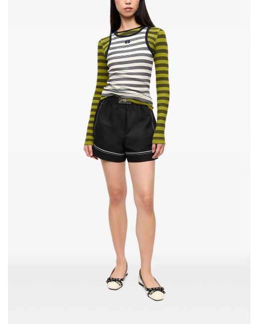 Ganni Black Logo-Patch Shorts