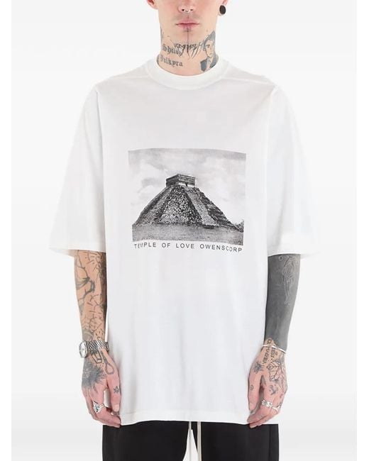 Rick Owens White Jumbo Ss Cotton T-Shirt for men