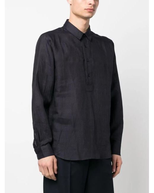 Orlebar Brown Blue Long-Sleeve Linen Shirt for men
