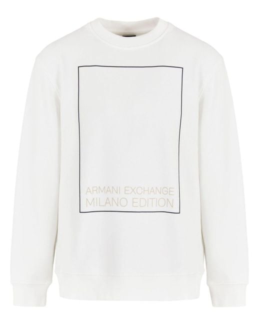 Armani Exchange White Logo-print Cotton Sweatshirt for men