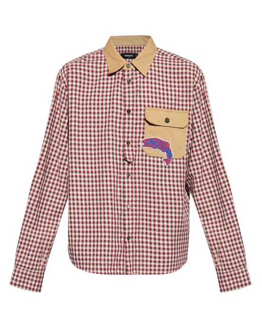 DSquared² Red Plaid-check Pattern Cotton Shirt for men