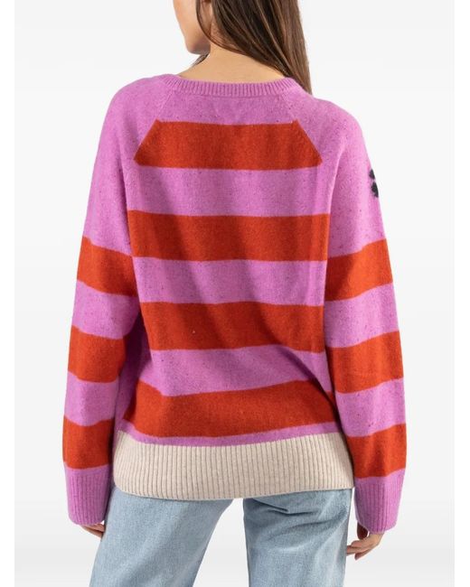 Freecity Pink Striped Crew-Neck Sweater