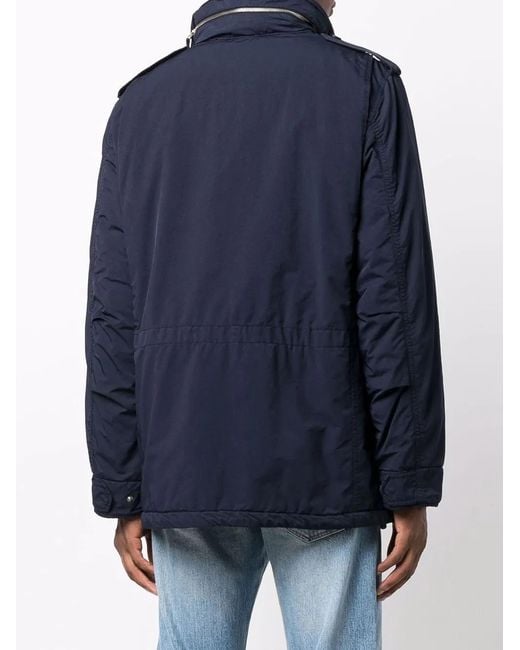Aspesi Blue Crinkled-Finish Military Jacket for men