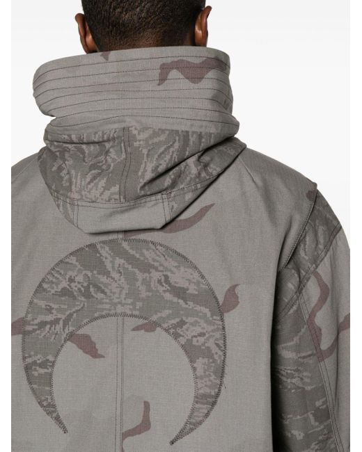 MARINE SERRE Gray Camouflage-print Hooded Jacket for men