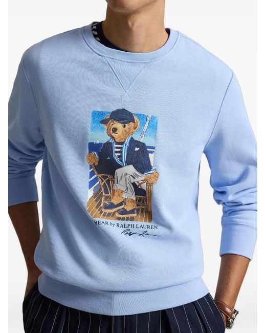Polo Ralph Lauren Blue Yacht Club Teddy Bear Sweatshirt for men