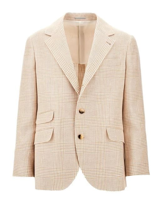 Brunello Cucinelli Natural Suit-Type Linen Jacket for men