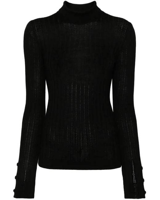 Moncler Black Dolcevita Ribbed Jumper