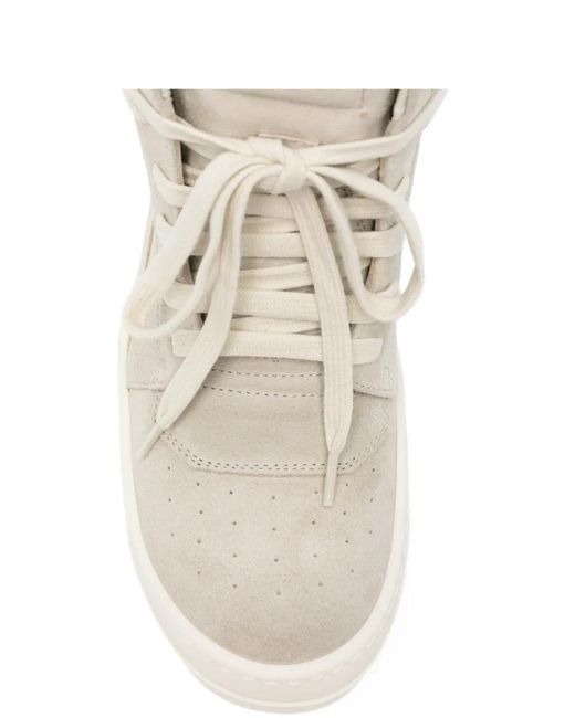 Rick Owens White Geobasket Leather Sneakers