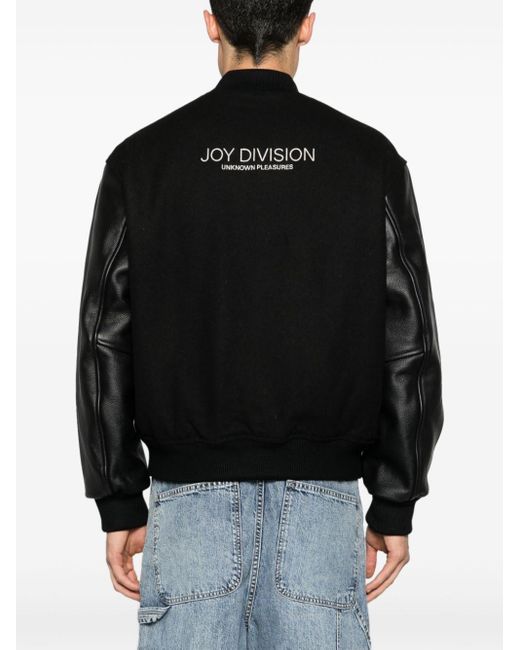 Pleasures Black X Joy Division Embroidered-waves Bomber Jacket for men