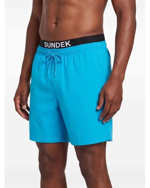 Sundek Blue Short De Bain À Taille Logo for men