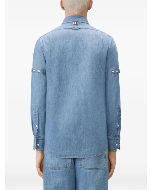 Thom Browne Blue Armband-Detail Denim Shirt for men