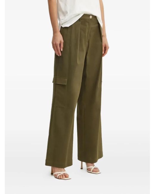 Liu Jo Green Pleated-Front Cargo Trousers