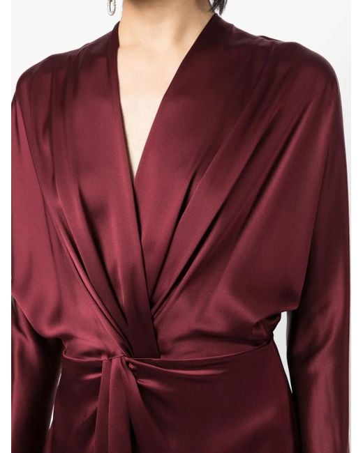 Michelle Mason Purple Twist-Detail Silk Gown