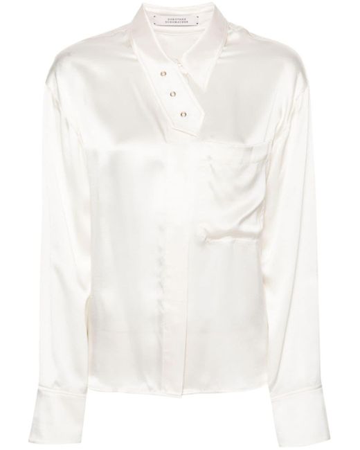 Dorothee Schumacher White Asymmetric Placket Silk Shirt
