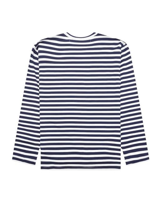 COMME DES GARÇONS PLAY Blue X The Artist Invader Striped Long-Sleeve T-Shirt for men