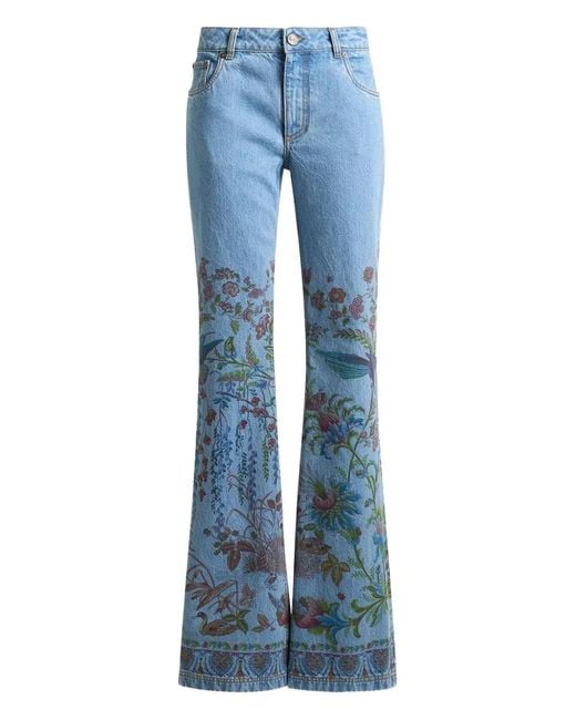Etro Blue Printed Flare Jeans