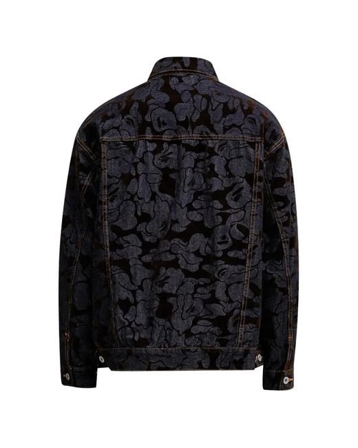 A Bathing Ape Black Printed Denim Jacket for men