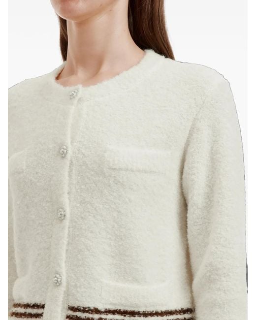 B+ AB White Stripe-Trim Button-Up Cardigan
