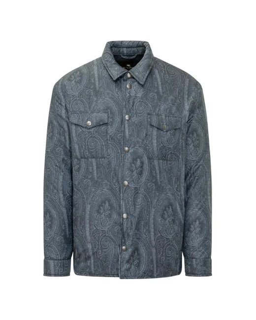 Etro Blue Paisley Overshirt for men