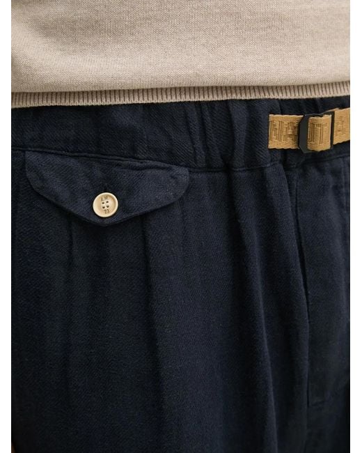 Aeronautica Militare Blue Logo-Embroidered Trousers for men