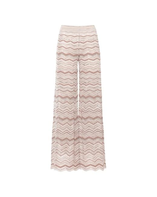 D.exterior White Chevron Palazzo Pants