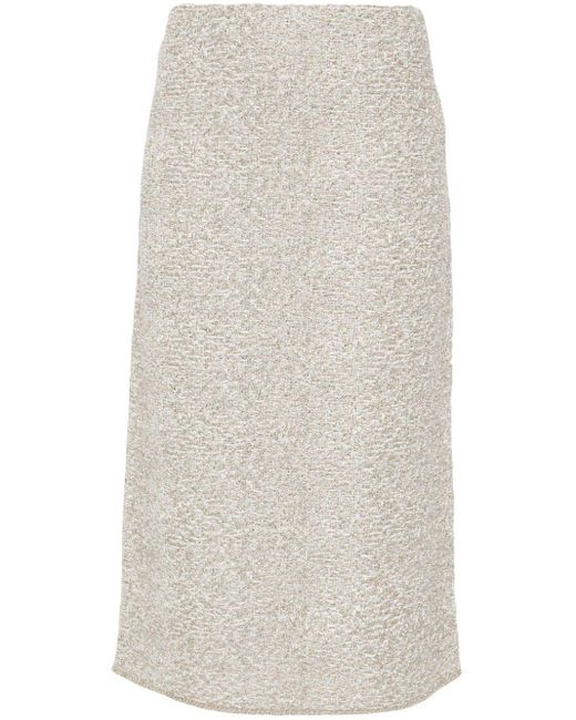 Fabiana Filippi White Lurex-detail Bouclé Skirt