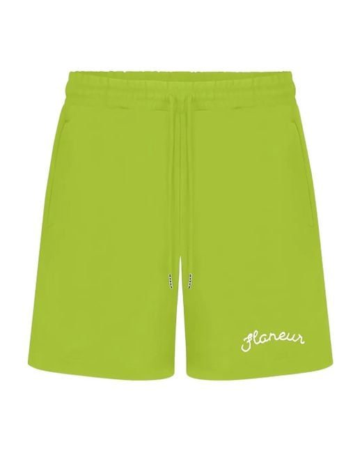flâneur Green Signature-Logo Track Shorts for men