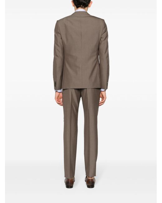 Zegna Brown Single-breasted Wool Suit for men