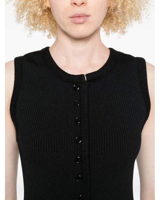 Sandro Black Geknöpftes Minikleid Mit Rundem Ausschnitt