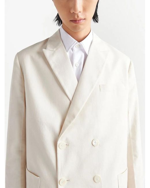 Prada Natural Double-Breasted Cotton Jacket for men