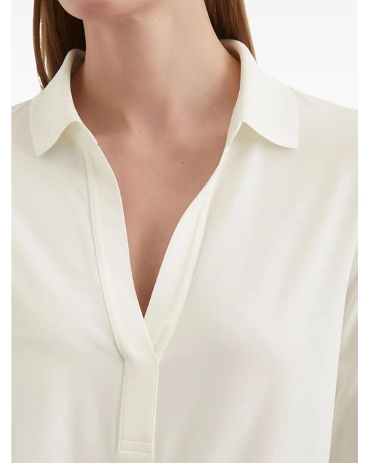 Marc O' Polo White Polo-Collar Long-Sleeve Top