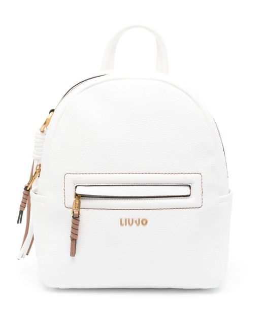 Liu Jo White Logo Lettering Backpack