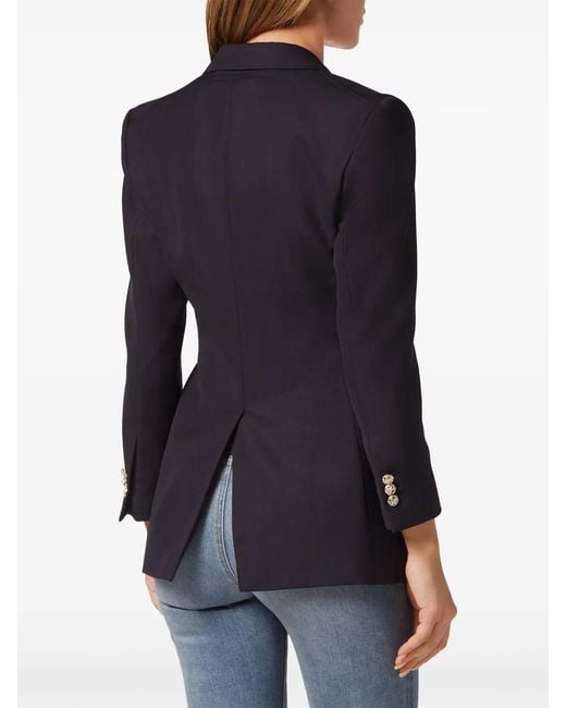 Philipp Plein Blue Double-Breasted Wool Blazer