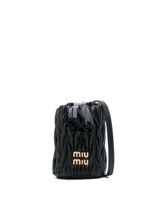 Borsa mini matelassé con logo di Miu Miu in Black