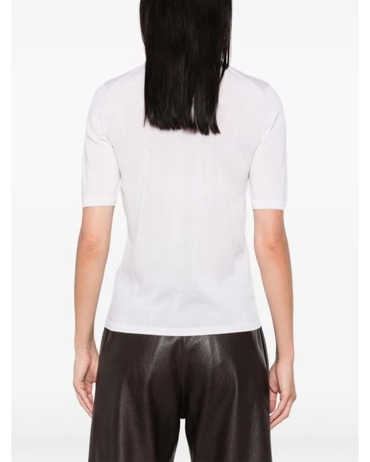 Max Mara White Short-Sleeve Wool Top