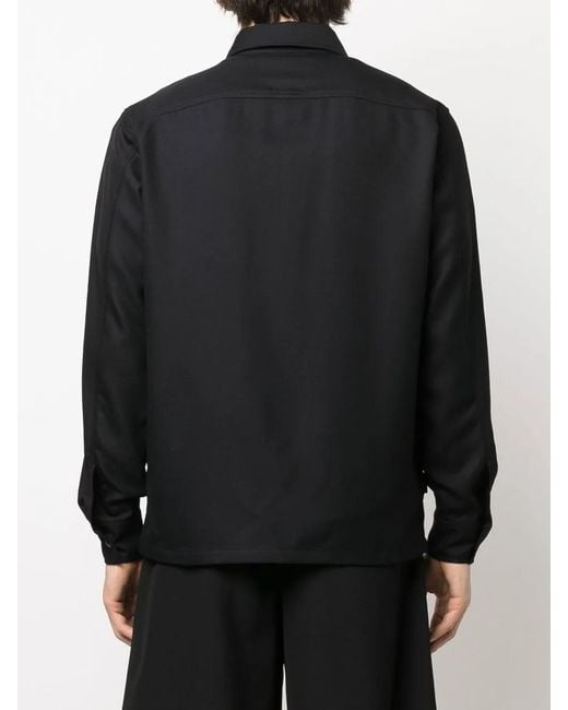 Woolrich Black Virgin Wool Shirt Jacket for men
