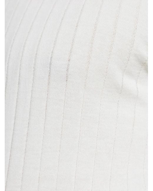 Eleventy White Ribbed Short-Sleeved T-Shirt for men
