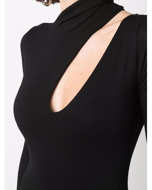 MANURI Black Cut-Out Detail Long-Sleeve Dress