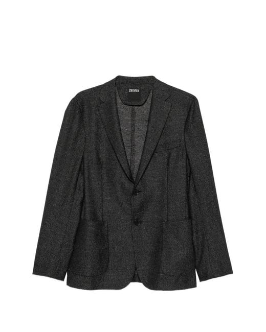 Zegna Black Single-Breasted Blazer for men