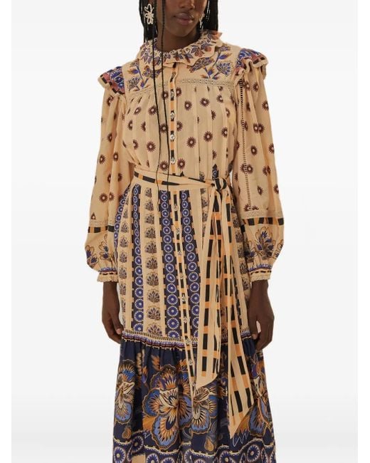 Farm Rio Natural Ainika Floral-Print Dress