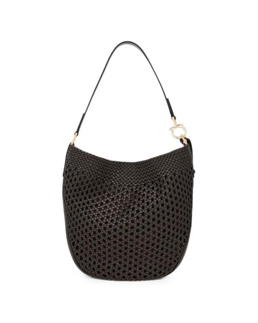 Ferragamo Black Woven Tote Bag (M)
