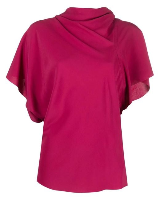 Rick Owens Pink Asymmetric Draped Blouse
