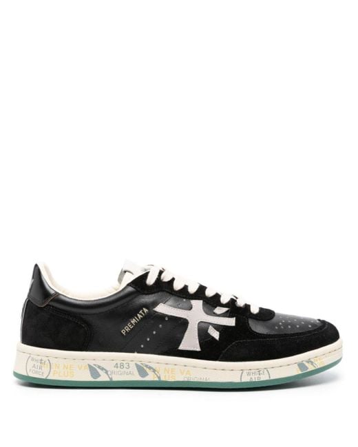 Premiata Black Clay Low-top Leather Sneakers for men